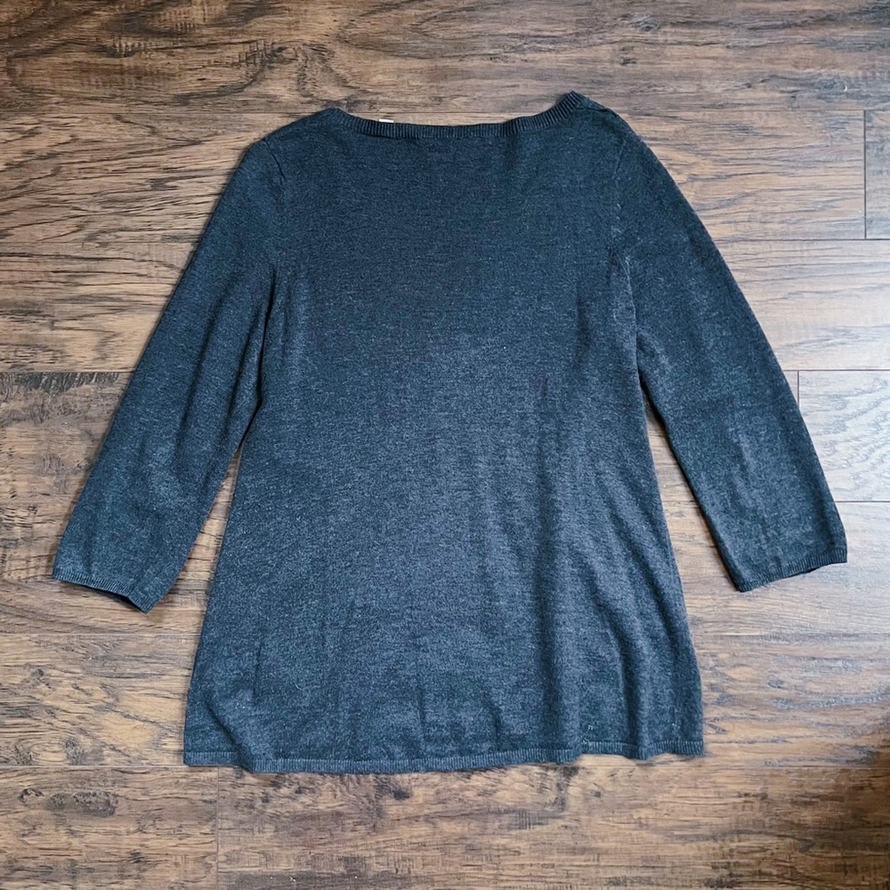 Knitted & Knotted • Anthro Kilda Sweater grey orange floral embroidered pullover - Picture 10 of 10